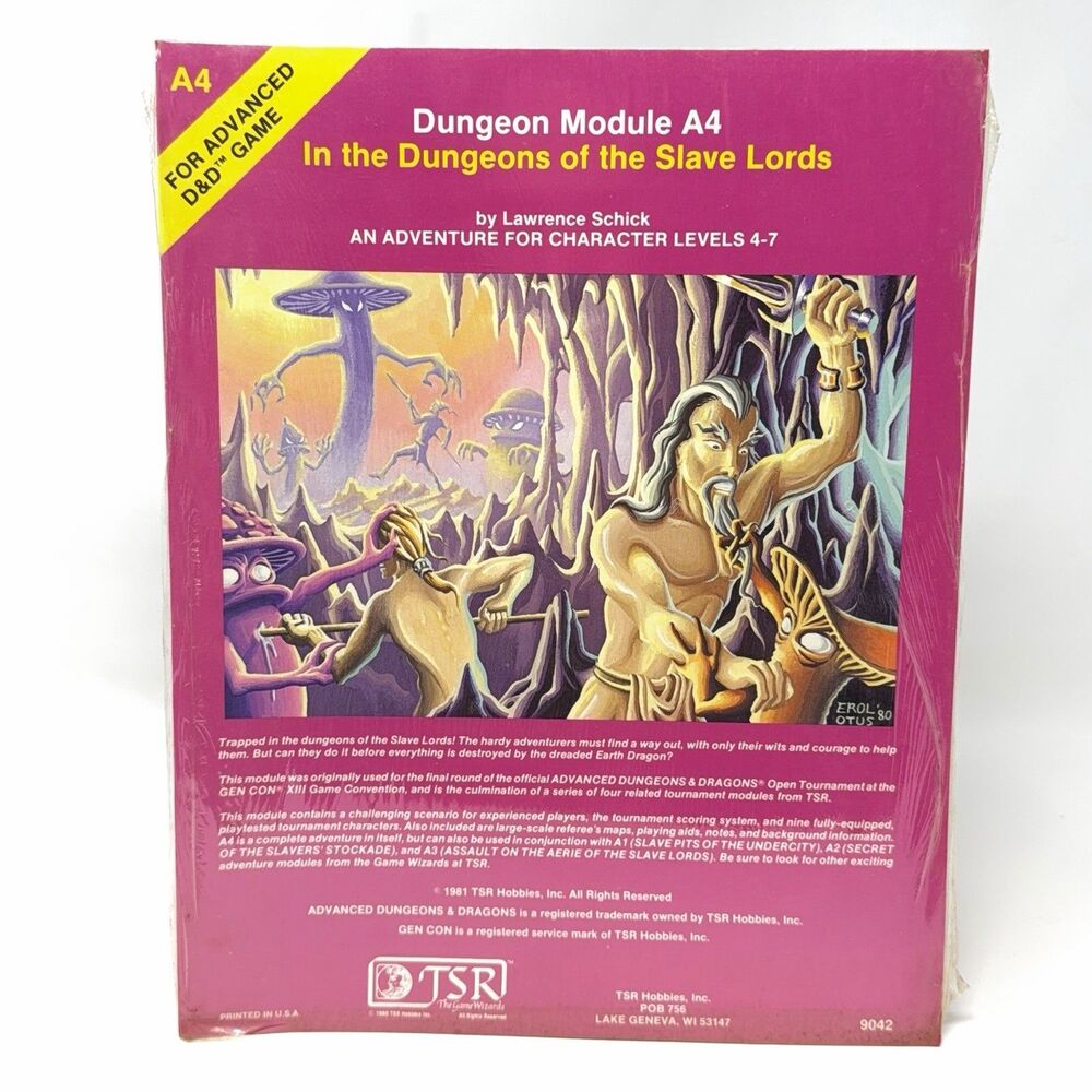 AD&D A4 Dungeons of the Slave Lords TSR 9042 1981 2nd Printing Factory Sealed